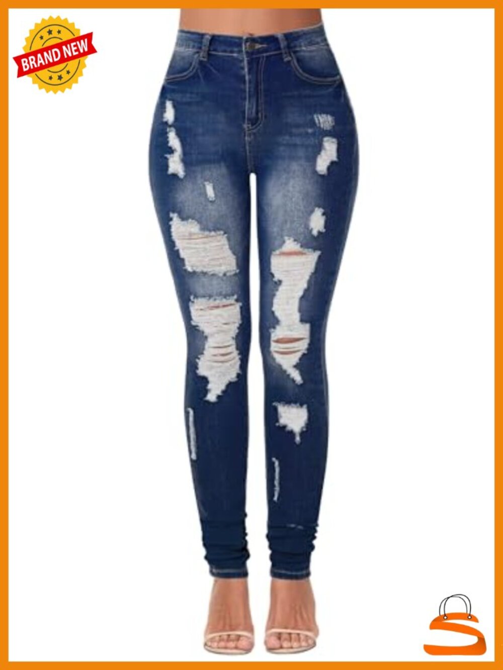 High Waisted Ripped Skinny Stretch Butt Lifting Jeans